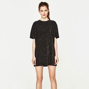 Zara Trafaluc Glitter Tshirt Mini Dress